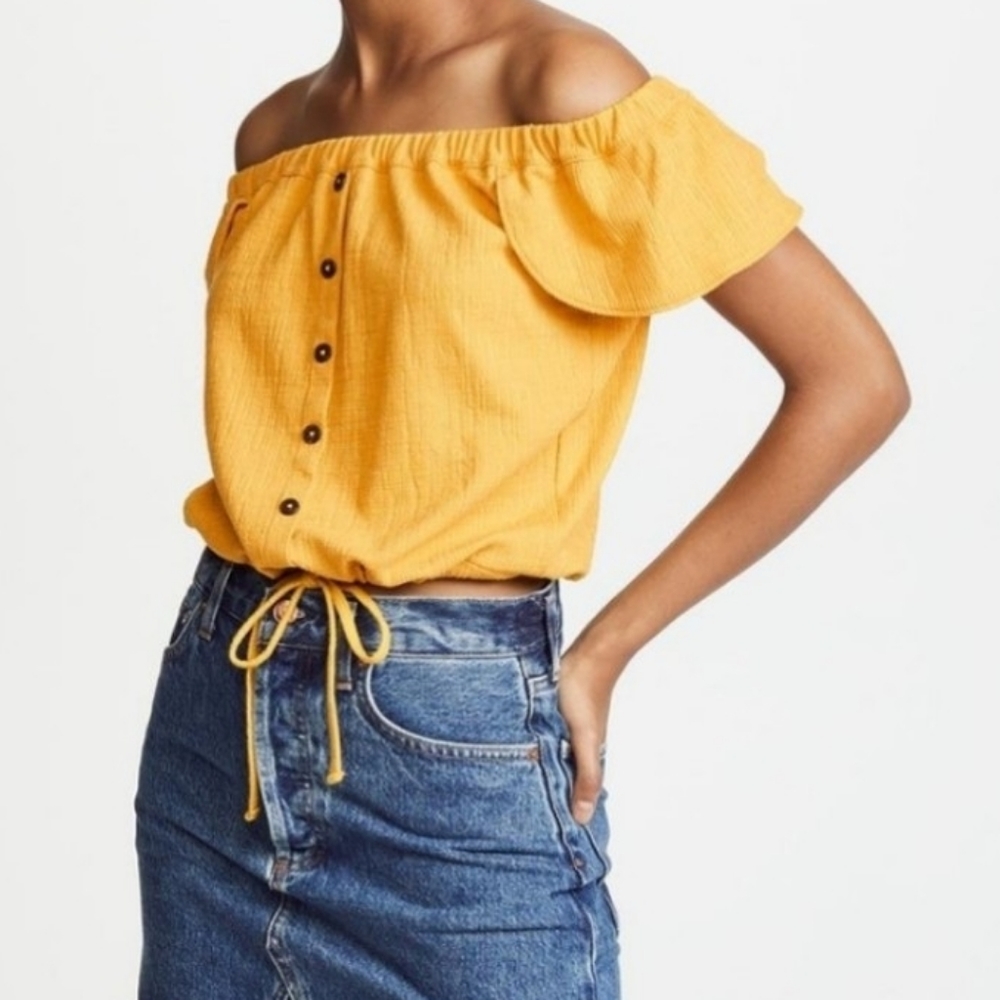Madewell off shoulder top in Yellow, Small